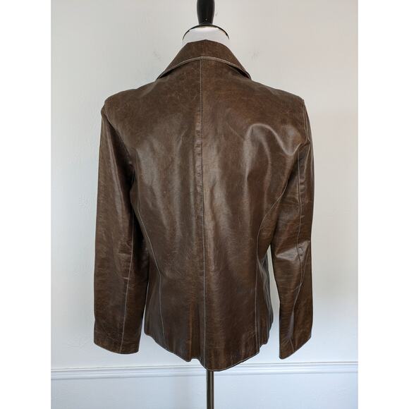 John Carlisle Leather Jacket Classic Edgy Vintage 90s Y2K Brown Size L - Picture 4 of 10